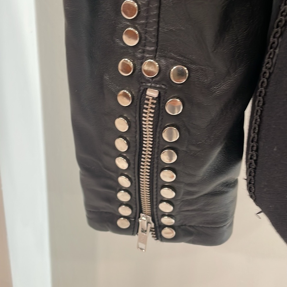 GatsbyLady London Limited Edition Black 100% Lambs Leather Moto Jacket size 2 - Picture 6 of 11